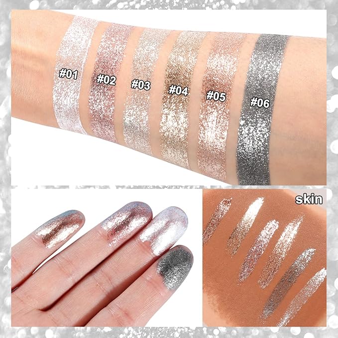 Metallic Glitter Liquid Eyeshadow, High-Shine, Long Lasting, Quick Drying, Multifunctional, Cruelty-Free, Vegan, #2