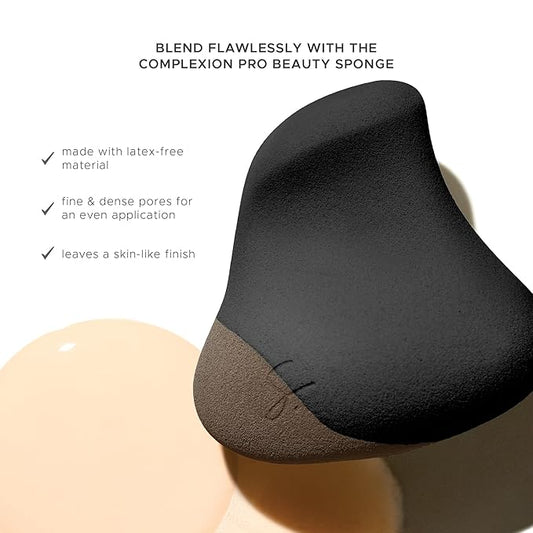 Complexion Pro Beauty Blender Sponge, Black, 3 Piece Set - Ergonomic Makeup Sponge and Beauty Blender, Essential Make up and Blending, Multipurpose Makeup Kit Facial Sponge