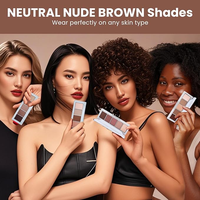 5 Colors Mini Neutral Naked Eyeshadow Palette for Brown Eyes,Nude Brown & Taupe Natural Eye Shadow Palette Makeup,Velvety Matte Finish,Travel Size,Highly Pigmented Long Lasting Waterproof.(04#)