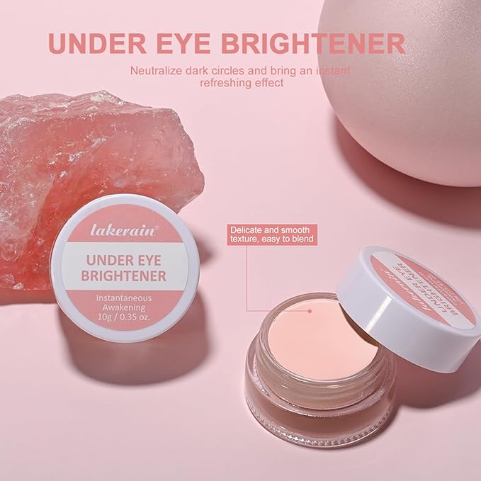 Under Eye Brightener & Concealer - Hydrating Color Corrector for Dark Circles, Lightweight Undereye Brightening Cream with Hyaluronic Acid & Shea Butter, Smooth & Blendable (Light Rose, 1)