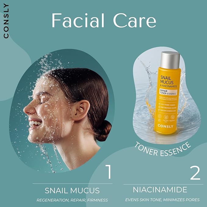 Toner Essence | 2-in-1 Face Toner and Essence | Hydrating, Firming & Revitalizing Korean Skincare | for All Skin Types | 200ml / 6.76 fl oz (Snail Mucus)