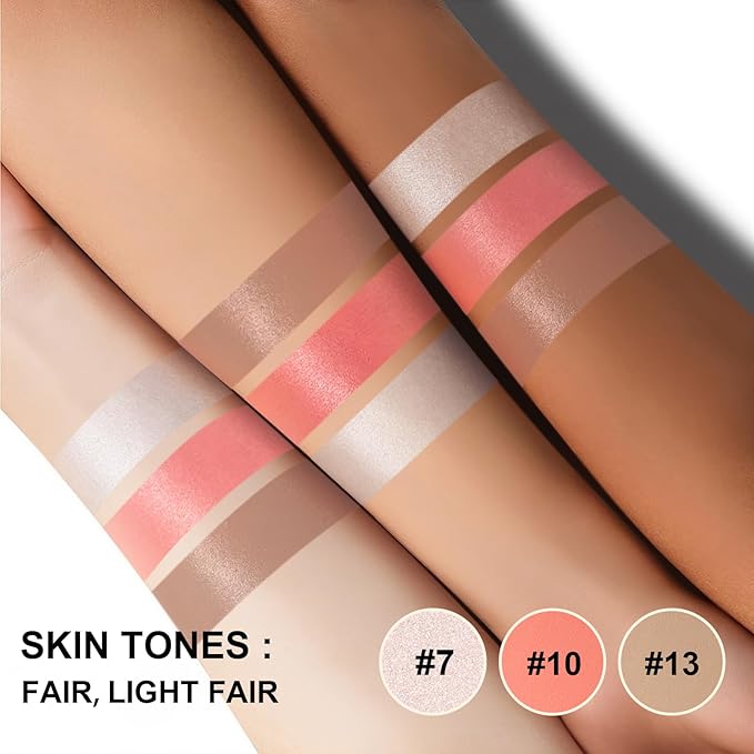 Lezero 3Pcs Cream Contour Stick Makeup Kit, Shades with Highlighter, Blush and Bronzer Trio for Sculpt the Cheeks and Body, Long Lasting, Waterproof, Matte & Dewy Finish,#1 FAIR (07,10,13)