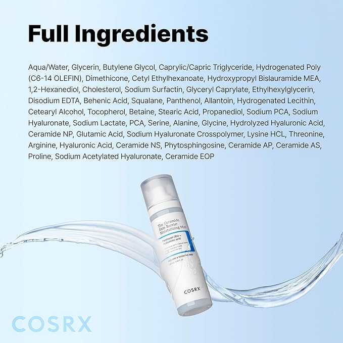 COSRX Barrier Cream Face Mist - Milky Toner with Ceramide & Hyaluronic Acid, Hydrating and Soothing Facial Spray for All Skin Types, 4.06 fl.oz, Korean Skin Care, Stocking stuffers for women
