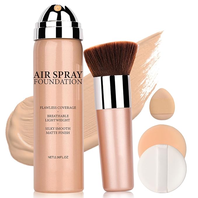 Air Brush Makeup Foundation,Flawless Airbrush Foundation for Older Women,Teenagers,Middle-aged and Mature Skin,Buildable Coverage with Anti-aging Formula for Smooth Radiant Skin (02 Beige)