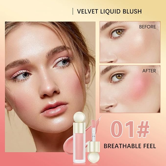 Liquid Blush, Matte Liquid Cream Makeup Dual Use for Cheeks and Lips, Long-Lasting, Smudge Proof, Moisturizing Face Blush Stick for Cheek, Pink Lip gloss for Girl
