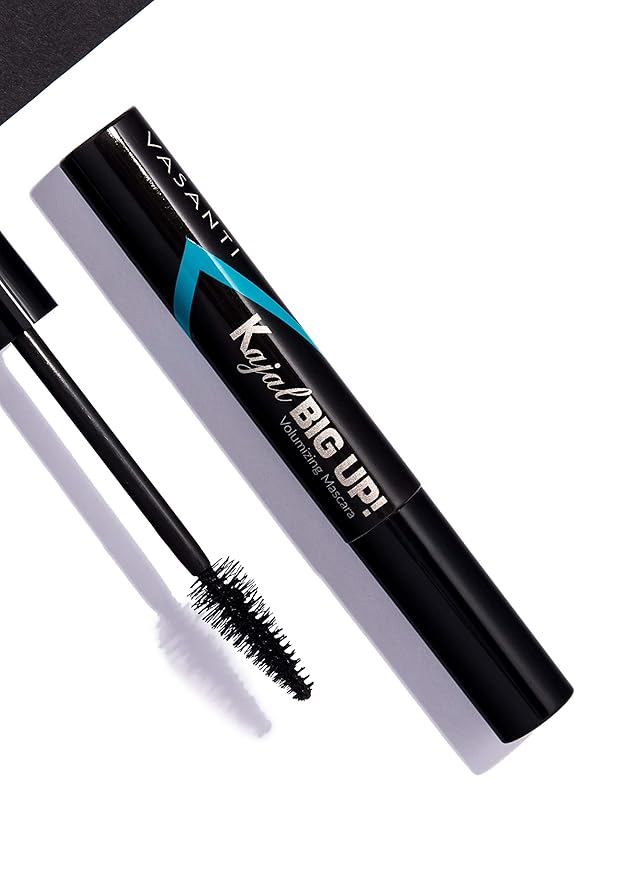 VASANTI Kajal Big Up, Volumizing Mascara (Black) - Long Lasting, Water resistant, Sumdge proof, Intense Volume, Safe for Sensitive Eyes, Non Clumping, Kohl Free, Eye Mascara