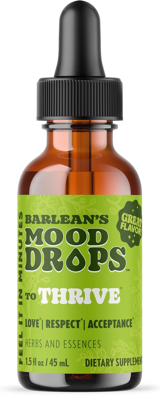 Barlean's Mood Booster Supplement, Thrive Liquid Drops Supplements, Ashawagandha, L Theanine, and Lion's Mane Extract, Adaptogen Herbs Drops, 1.5 oz