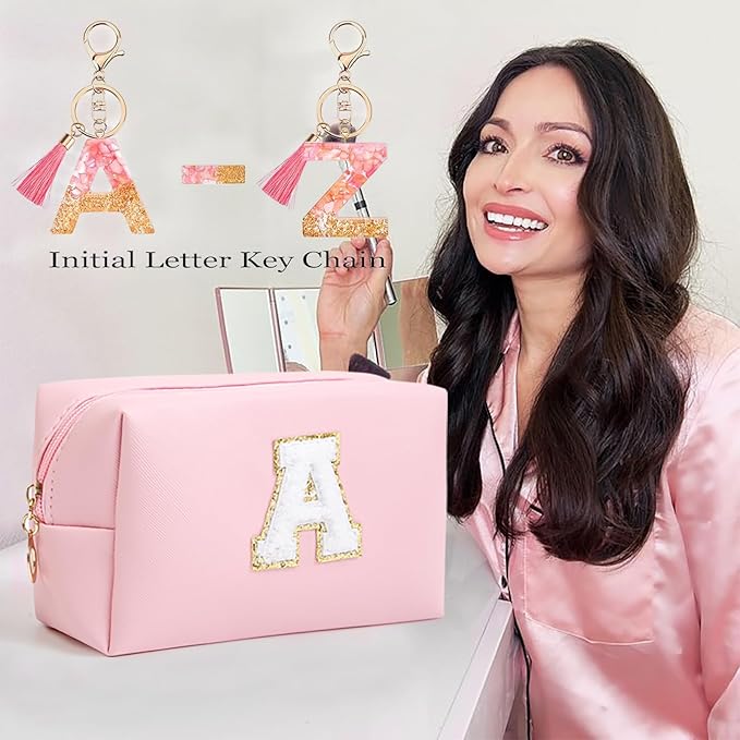 Birthday Gifts for Women Her,Travel Cute Makeup Bag,Large Capacity Cosmetic Bags for Women Makeup Pouch PU Leather Waterproof Cosmetic Bag (P, Pink)