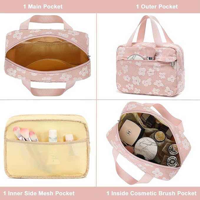 Makeup Bag for Women Cosmetic Bag Large Make Up Organizer Travel Toiletry Bags Waterproof Zipper Tote Pouch Purse for Girls
