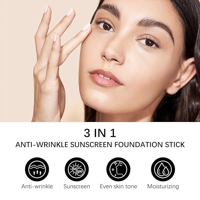 3 In 1-Foundation Stick, Flawless Eraser Foundation Stick With Brush, SPF 50++++ Multi-Use Makeup Lightweight, Moisturizing Double (Light)