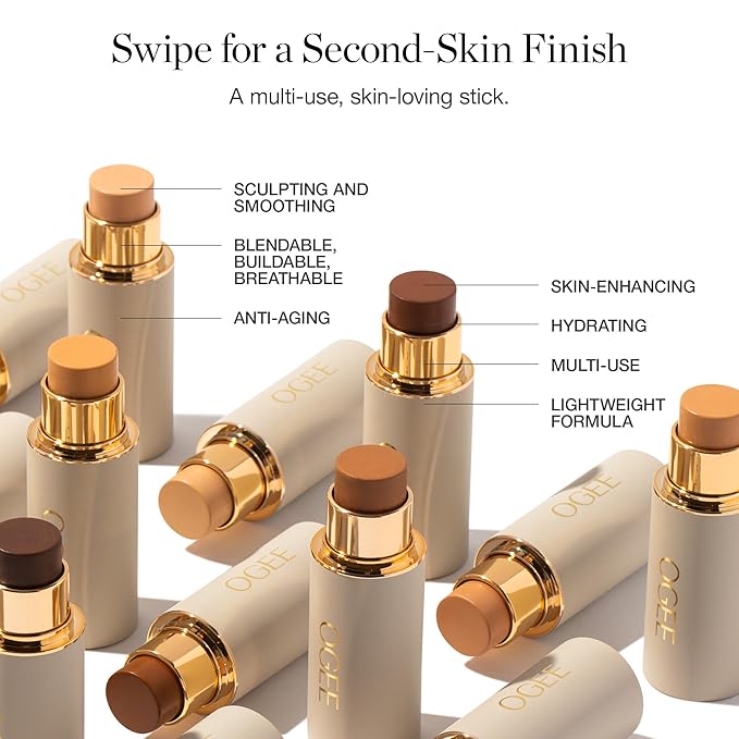 Ogee Sculpted Complexion Foundation Stick (Banyan 3.0W - Medium Light, Golden Undertones) Full Coverage Foundation Makeup - Instantly Balance & Even Complexion - 70% Organic Ingredients