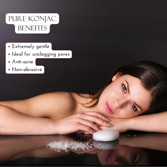 Padime 2pcs | Real Konjac Sponge Face | Natural for Face Cleansing | Korean Routine | Charcoal Sponge & Pure Konjac for Cleansing and Exfoliating | 100% Natural & EcoFriendly