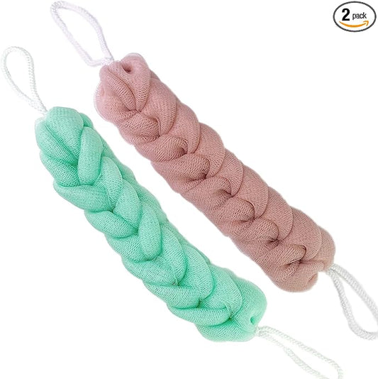 PPHAO - Back Scrubber for Shower - Long Loofah Sponge for Women - Bath Sponge - Loofah Back Scrubber for Shower Exfoliating for Men - 21.5 INCH - Green and Pink Loofah - 2 Pack