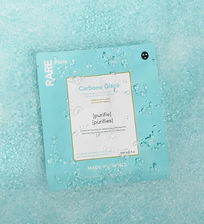 Carbone Glacé - Purifying Carbon Black Facial Sheet Mask - Cleanses & Tightens - With Hamamelis & Mallow - Purifying, Firming & Revitalizing - Multi-Active Serum Formula - 1 Pack