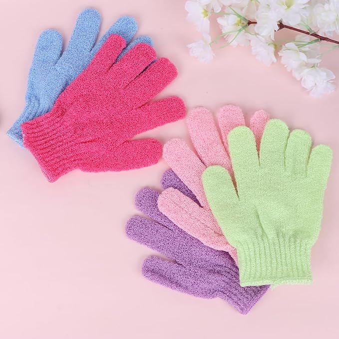 10Pcs Exfoliating Bath Gloves - Five Finger Body Scrubber and Back Massaging Towels in Random Colors, Ideal for Deep Cleaning and Skin Care