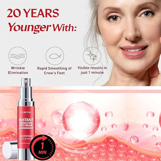 Instant Eye & Face Lift Cream: Rapid Under Eye Bags,Wrinkles, Dark Circles, Puffiness Remover for Women and Men in 60 Seconds - Temporary Firming & Tightening Treatment - Wrinkle Filler 0.67oz