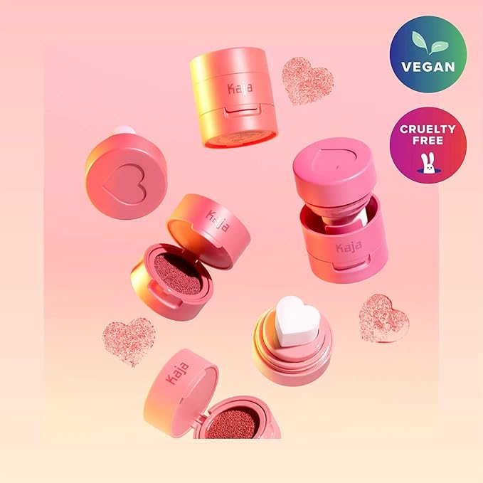 KAJA Blusher - Cheeky Stamp 01 Coy | Kbeauty, Cute Makeup, Buildable & Blendable Shade with Heart-shaped Applicator, Sunkissed Finish, Travel size, Hygienic, Portable, Korean Makeup, 0.17 Oz