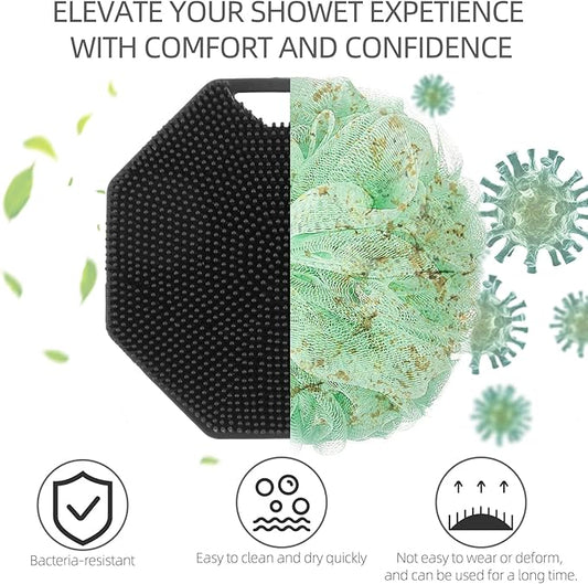 2Pack Silicone Body Scrubber, Qewro Body Buffer Exfoliating Brush with Silicone Loofah, Scalp Exfoliator Hair Shampoo Skin Cleaning Brush, Bath & Body Brushes for Men Women use in Shower (2Pack)