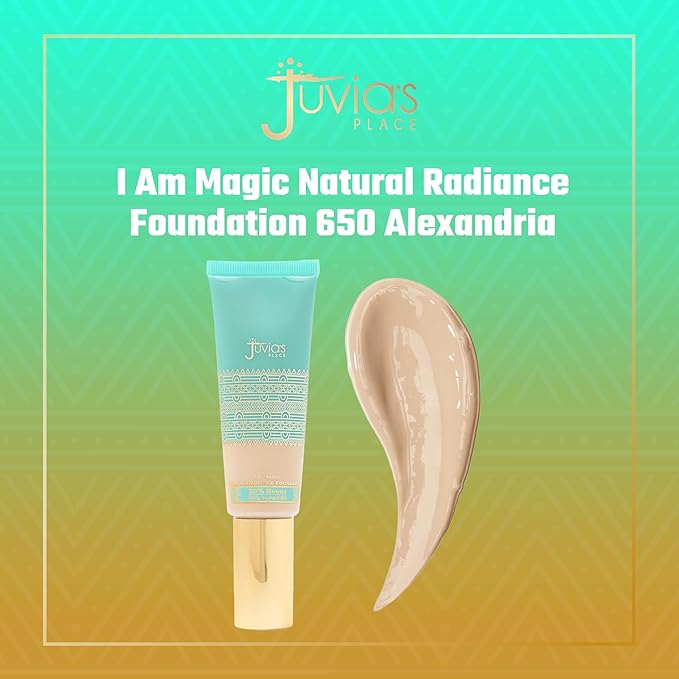 Juvia's Place I Am Magic Natural Radiance Foundation -650Alexandria- Full Coverage Liquid Foundation Makeup for Dry, Mature, Aging, and Combination Skin - Lightweight Longwear Base with Radiant Finish