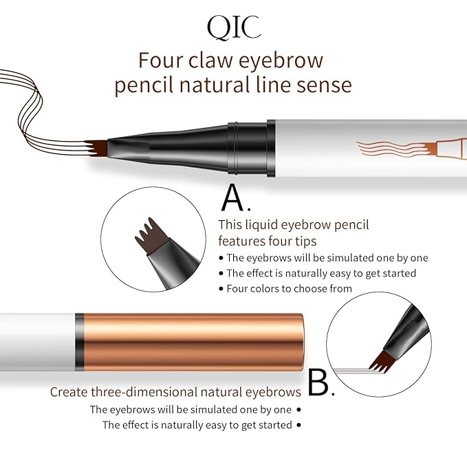 2 Pcs Microblading Eyebrow Pen, 2025 Upgraded 3D Waterproof 4-Tip Eyebrow Pencil, Natural Makeup Long-Lasting Fine Stroke Magic Eyebrow Pencil for Women Stay on All Day (04 Black*2)
