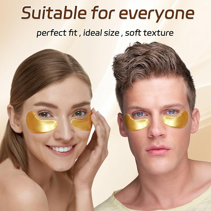 50 Pairs Under Eye Patches,24k Gold Gold Eye Mask,Eye Mask with Collagen,Eye Gel Pads for Puffy Eyes and Dark Circles,Reduces Wrinkles RevitalisesYour Skin, Skincare Treatment for Women Men
