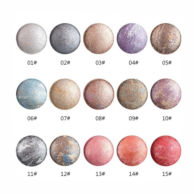 Mallofusa Single Shade Baked Eye Shadow Palette Shimmer Eyeshadow Powder Palette in 15 Metallic Colors Optional (Moon Light)
