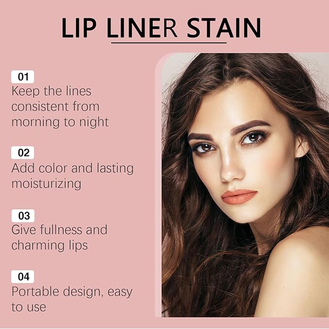 3Pcs Lip Liner, Matte Liquid Lipstick Nude Lip Gloss Waterproof Lip Tint Stain Non-stick Cup Peel Off Lipstick Lip Makeup for Women (Coffee & Cocoa & Rose)