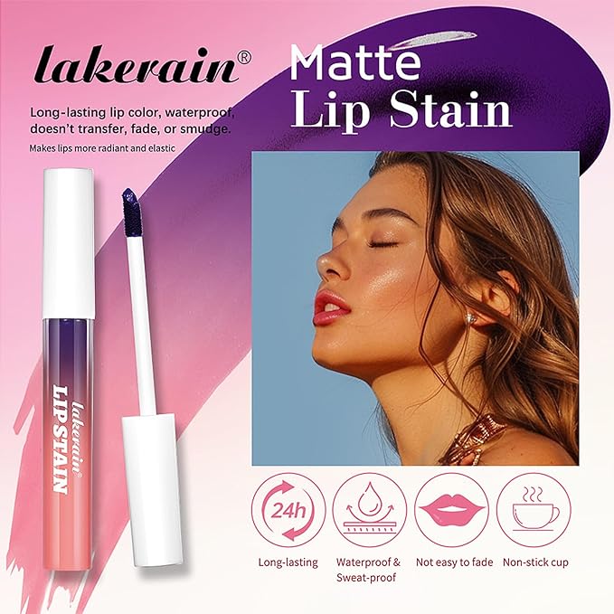 3Pcs Peel Off Lip Stain Lip Tint Set, Langlebiger Peel Off Matter Lipgloss,Matte Liquid Lippenstift Nude Lip Gloss Wasserdichter Lip Tint Fleck Antihaft Cup Peel Off Lippenstift für Frauen