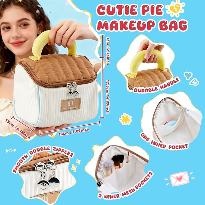 Color Nymph Makeup Sets For Teens Girls with Cutie Pie Handbag, All In One Girls Makeup Kits for Girl Women Full Kit Included Eyeshadow Blush Contour Highlighter Lipgloss Mascara Eyeliner and Mirror