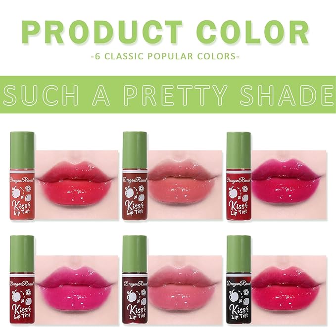 6 Colors Lip Stain Mini Liquid Lipstick,Korean Lip Gloss Moisturizing Lip Tint Makeup, Multi-use Lip and Cheek Tint, Long lasting Non-Stick Cup Lightweight, Vivid Color