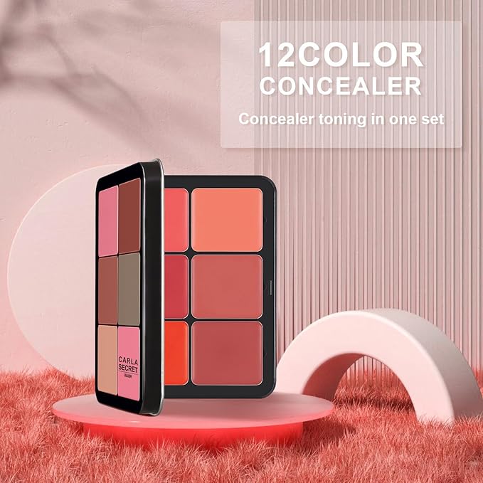 12 Colors Cream Blush Palette Matte Blush Contour and Highlight Blush Palette Waterproof and Long Lasting Blush Cream Makeup Palette