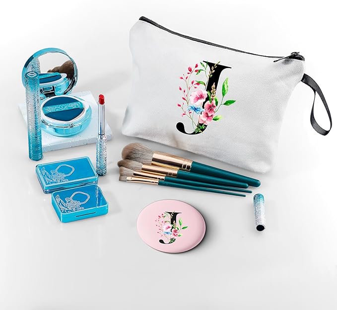 Birthday Friendship Womens Bridesmaid Proposal Coolest Gifts for Sister Teacher Coworkers Bride Personalized Travel Makeup Cosmetic Bag with Mirror Valentines Mothers Day Christmas Graduation J