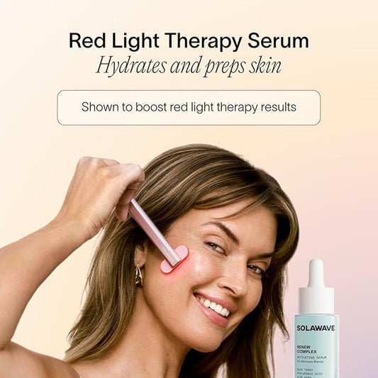 Solawave Renew Complex Red Light Therapy Activation Serum for Face & Neck | Pairs with LED Facial Wand Device | Hydrates & Plumps the Skin | Blue Tansy, Aloe Vera, Hyaluronic Acid (2 Pack - 1 Oz)