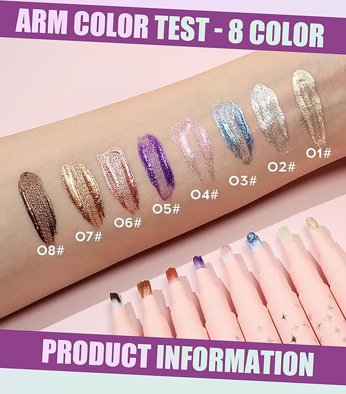 Diamond Liquid Eyeshadow, Multichrome Glitter Shiny Shimmer Eyeshadow, Longlasting, Highly Pigmented Intense Color, Highlighter, Illuminating Holographic Finish for Glowing Eye Face Body,01