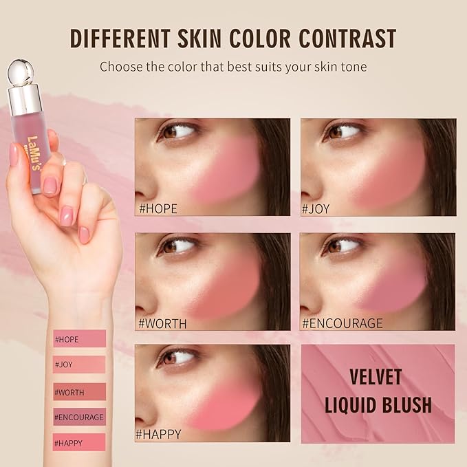 LaMu'S COSMETICS Soft Pinch Weightless Liquid Blush, Long-Lasting Beauty Natural Waterproof Face Liquid Blush For All-Day Wear (Encourage-Soft Neutral Pink, 0.25fl.oz/7.5ml)