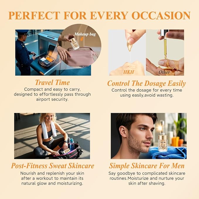 HKH Vitamin C Serum For Face, Anti-Aging Vit C with Vitamin E Serum Capsules, Evens Skin Tone & Reduces Wrinkles, 48 Travel Size Skincare Capsules for Smooth, Hydrated & Firmed Skin
