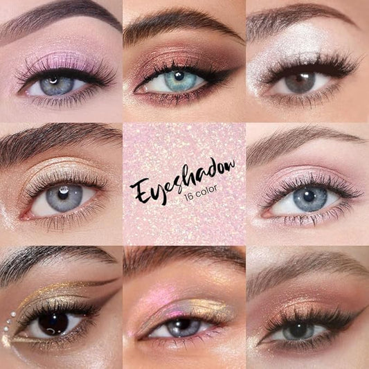 16 Colors Eyeshadow Palette,Matte&Glitter&Shimmer Eyeshadow Makeup,Naturing-Looking,High Pigment Waterproof Eye Shadow Palette Makeup, 100% Cruelty-free (03#Nude Series)