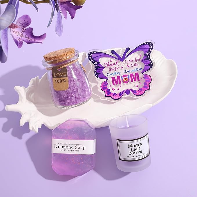 Luxury 10Pcs Mom Gifts Set Basket, Mothers Day Christmas Anniversary Birthday Gifts10Pcs Set for Mom, Mother Spa Skincare Set with Silk Eye Mask Blanket Tumbler, Ideal Gifts for Mother's Day