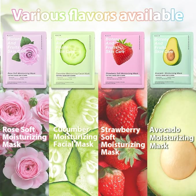 Kaely 40 Pack Bulk Face Masks for Kids, Kids Face Mask Spa Day Kit Supplies, Spa Party Favors for Teens Girls Women, Sheet Facial Mask Skincare Gifts Set, Hydrating Nourish for All Skin Types, 01