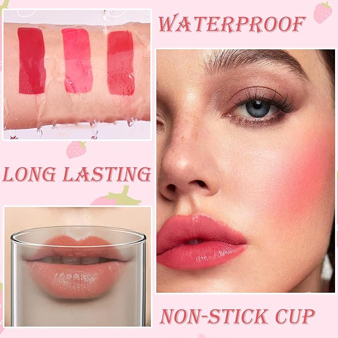 6 Colors Lip Tint Stain Mini Liquid Lipstick, Korean Lip Gloss Moisturizing Natural Velvet Lip Tint, Waterproof Longwear Liquid Blush & Lip Stain, Vivid Color Lip Tint Makeup