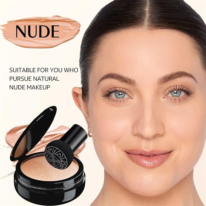 Mushroom Head Air Cushion CC Cream Foundation Moisture Cushion BB Cream for Women & Girls All Skin, Waterproof Full Coverage Self Adjusting Concealer (Nude)