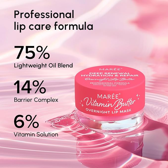 MAREE Lip Moisturizer Sleeping Mask Overnight - Moisturizing Lips Butter Balm with Hyaluronic Acid - For Very Dry Lips Care - Hidratante de Labios Care Products