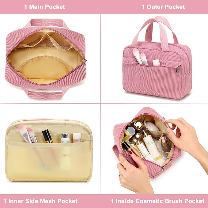 Makeup Bag for Women Cosmetic Bag Large Make Up Organizer Travel Toiletry Bags Waterproof Zipper Tote Pouch Purse for Girls