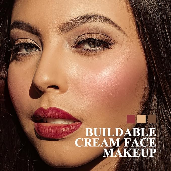 3PCS Cream Blush Highlighter Bronzer Contour Stick, Face Make up Kit Sticks for Girls and Women #HCB3 Medium