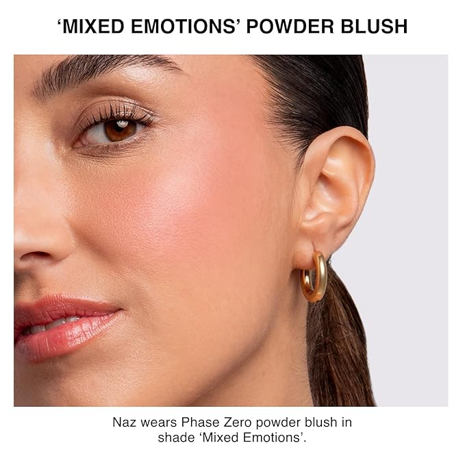 Phase Zero Makeup Powder Blusher - "Mixed Emotions" - 4g / 0.141oz - Pigmented, Buildable, Lightweight Powder Blush for a Radiant, Healthy, Natural Glow. Versatile Shades - Pink - Shimmer finish.