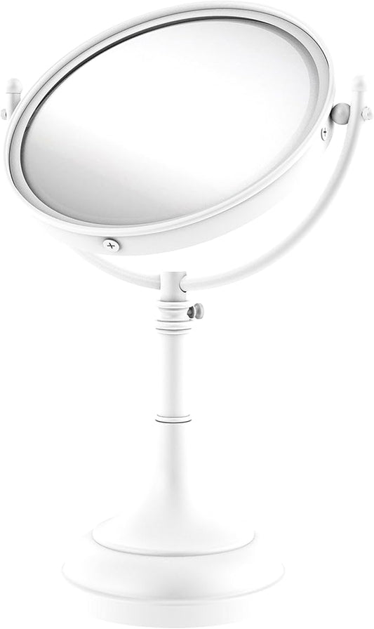 Allied Brass DM-1/3X Height Adjustable 8 Inch Vanity Top 3X Magnification Make-Up Mirror, Matte White