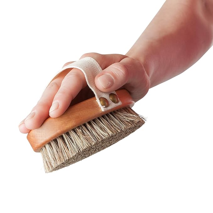 Redecker Wellfit Bath Brush with Removable Steamed Beechwood Handle, 100% Made in Germany, Mixed Horsehair and Plant Fiber Bristles, 17-1/2 Inches Long