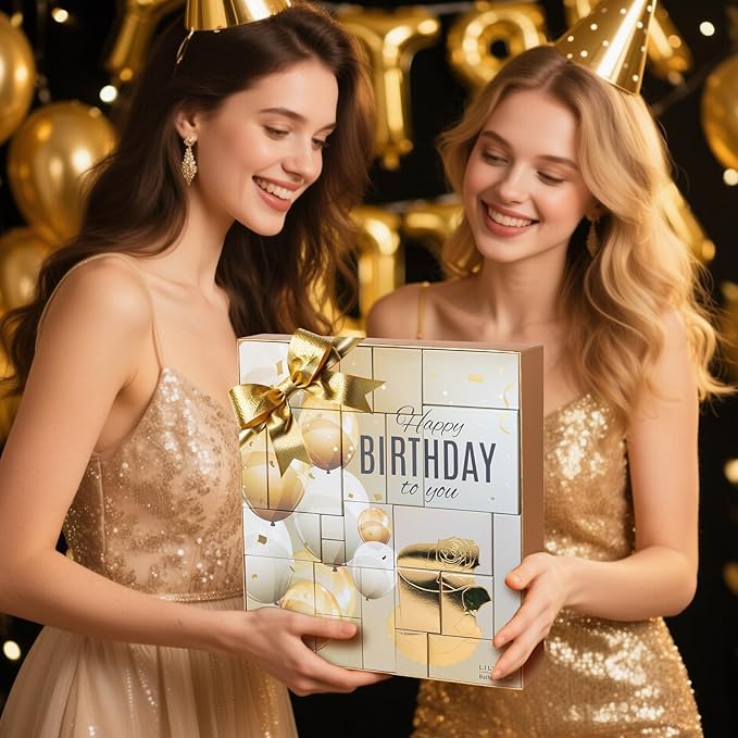 25Pcs Happy Birthday Gifts for Women - Luxury Birthday Advent Calendar Presents Bath and Body Birthday Gift for Sister, Girlfriend, Wife, Mom with Necklace｜Birthday Gift Set Idea for Female Friends