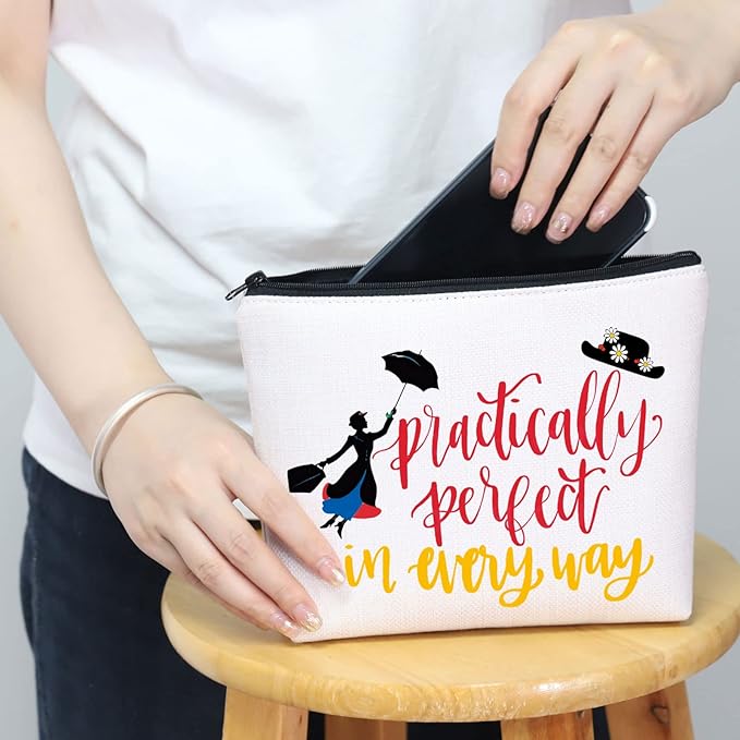 Mary Cosmetic Make up Bag Mary Gift Practically Perfect in Every Way Makeup Zipper Pouch Bag for Women (Practically Perfect)