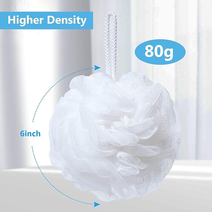 Baul Service and Supply -Loofah Bath Sponge & Glove Bundle- [Full Body Exfoliation White Set w/Soft Mesh Sponge & Glove- Unisex Adults/Unisex Kids] [2 pc Included]